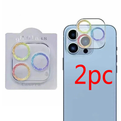 2PC Glitter Camera Lens Protector for iPhone 12 13 14 15 Pro Max Plus Film Case