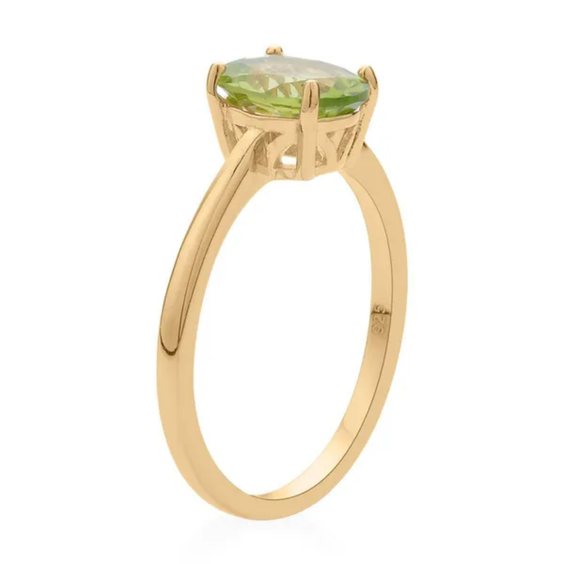 Shop LC Peridot Oval 925 Sterling Silver Vermeil Yellow Gold Plated Solitaire Ring for Women Size 10 Ct 1.56