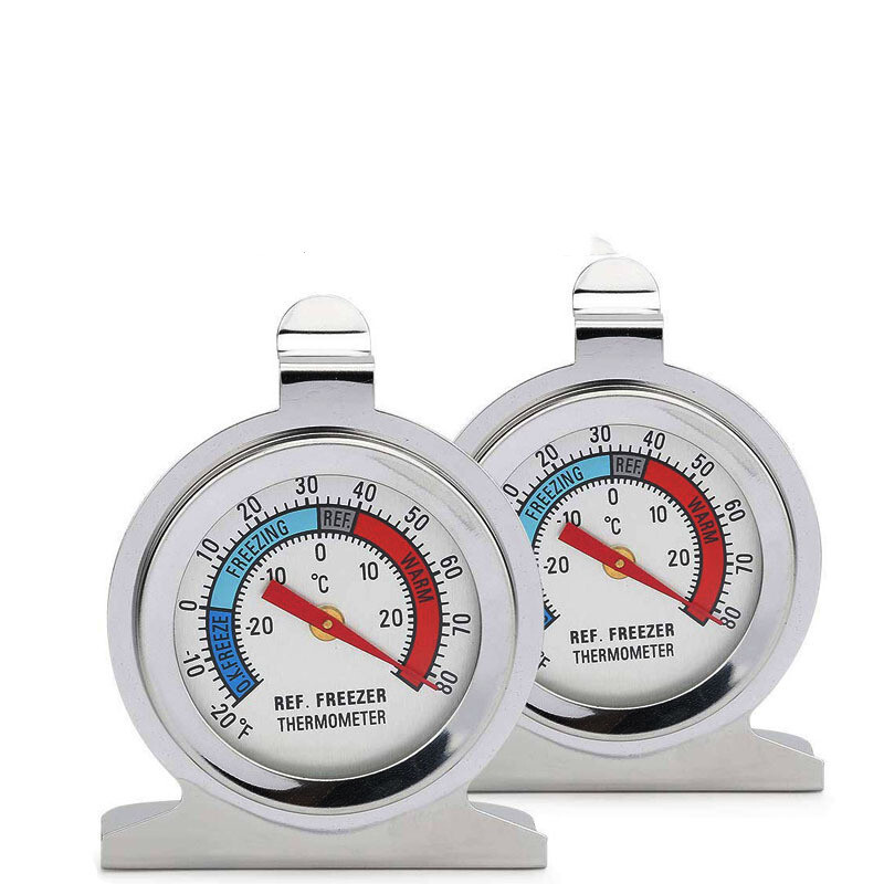 2Styles 2pcs Refrigerator Thermometer Freezer Fridge Temperature Gauge