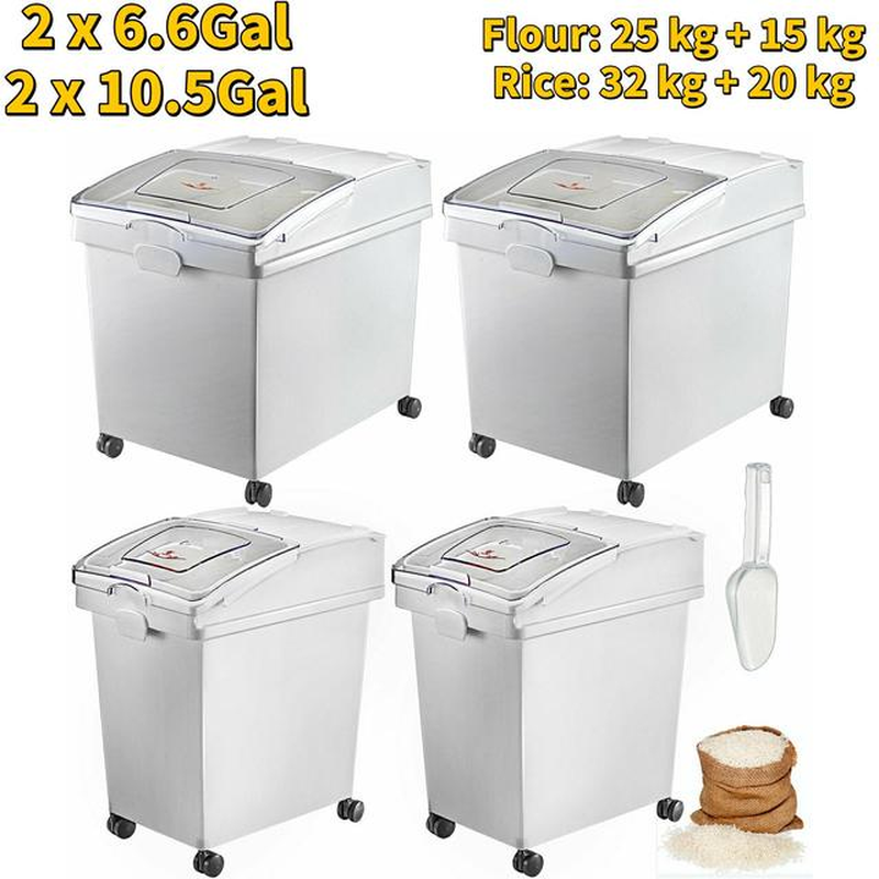 Ingredient Storage Bin W/ Wheel & Scoop For Commercial H