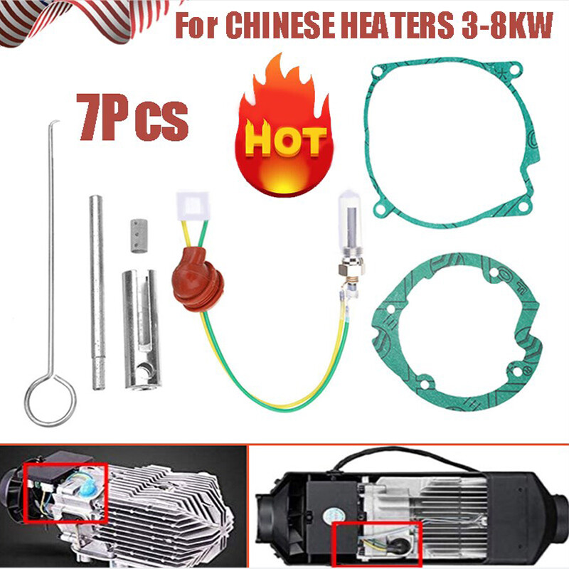 Kit 7 Pièces Joints + Bougies Céramique Pour Chauffage Diesel Air 3-8KW (12V) - Neuf