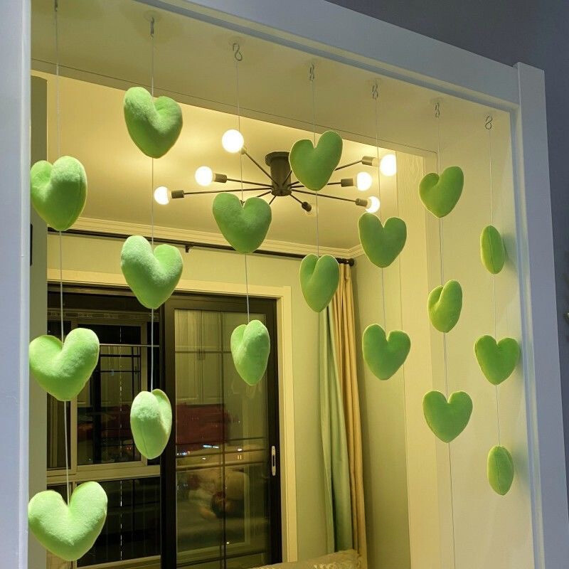 Heart Shaped Furry Door Hanging Curtain Self Adhesive Cute Sweet Home Decor