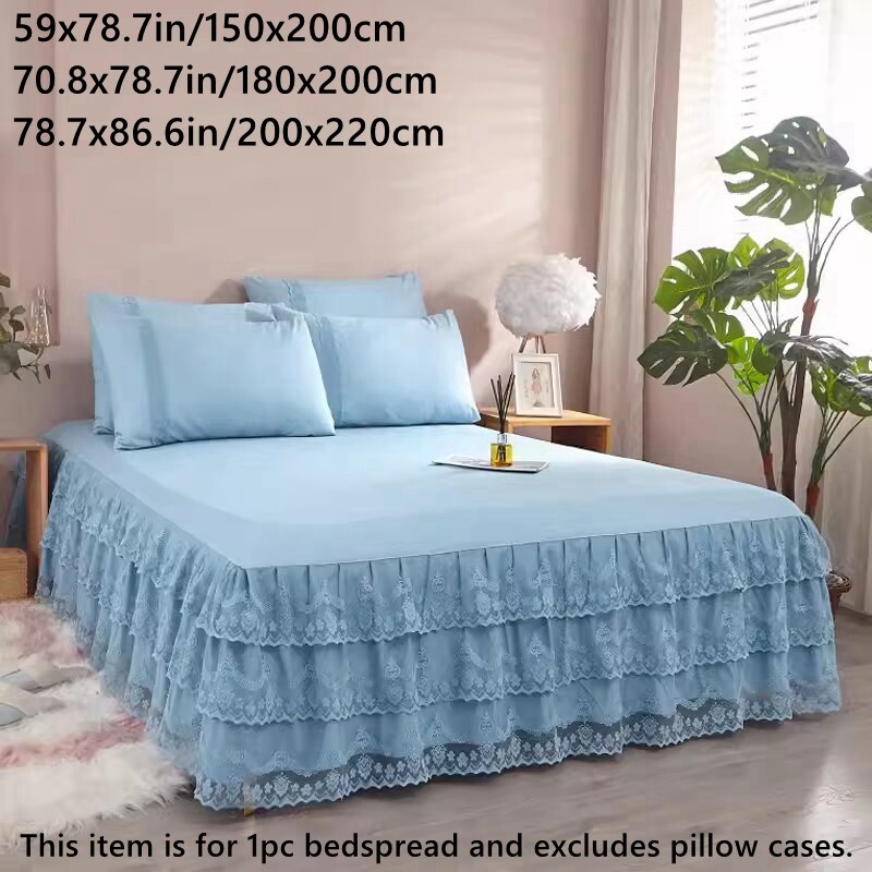 Schlafzimmer Bettlaken Bedskirt Drei Lagen Spitzenrand Tagesdecke Prinzessin