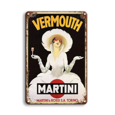 Targa martini cocktail vermouth stampa metallo vintage retrò pub bar poster