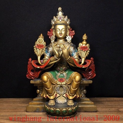 Tibetan Buddhism temple bronze gilt painted Tara Kwan-Yin