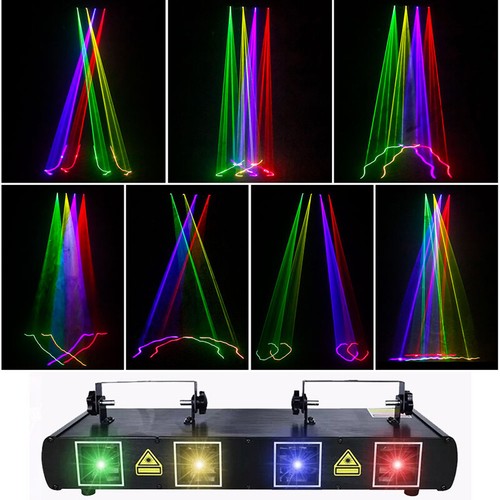 4 Lens 4 Beam RGBY DJ Laser Stage Light Disco Show DMX Proje