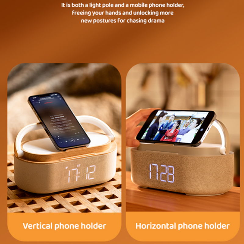 15W Wireless Charger-FM Radio-Bluetooth Speaker-Alarm Clock for iPhone 14 13 12