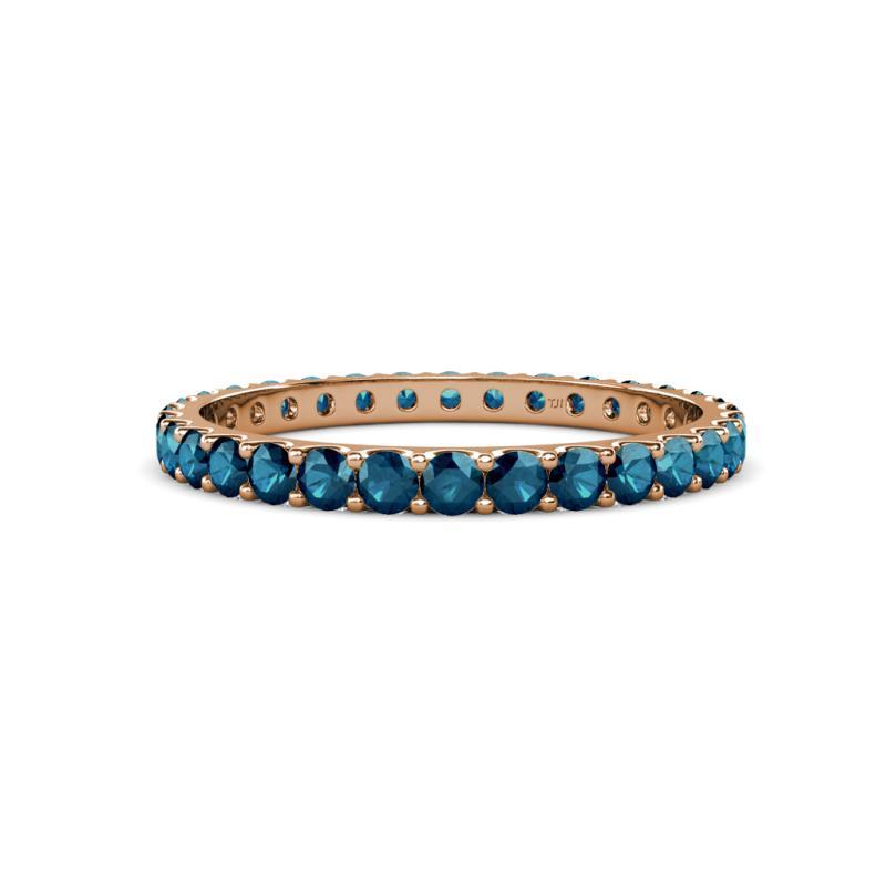 Pre-owned Limor 1 1/2ct Prong Enhanced Diamond Eternity Ring 14k Rose Gold In Blue (heat Treated)