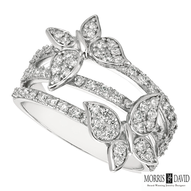 Pre-owned Morris 0.75 Carat Natural Diamond Butterfly Ring Si 14k White Gold