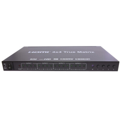 4x4 HDMI True Matrix Switch Splitter Selector Remote Control 3D 1080P 4 in 4 Out