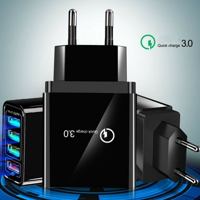 4 Port 5060Hz Schnellladung QC 3.0 USB Hub Ladegerät Adapter EU Stecker