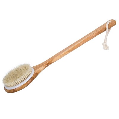 3X(Best Bath Dry Body Brush -Natural Boar Bristles Shower Back Scrubber With