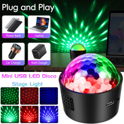 Sound Active Mini RGB LED Disco Club DJ Crystal Magic Ball Effect Stage Light