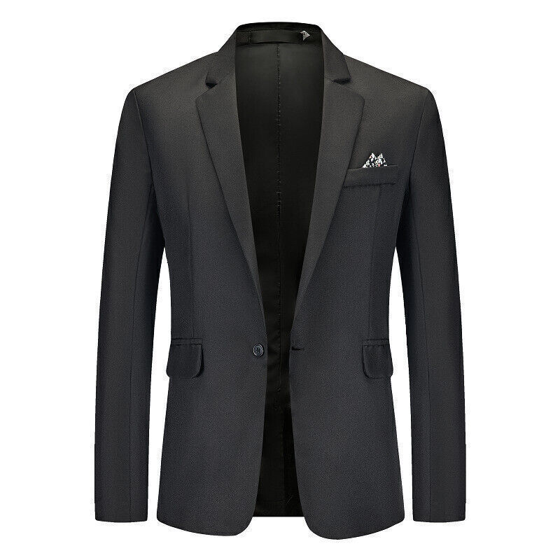 Mens Formal Business Blazer Jacket Wedding Party One Button Smart Coat Tops US