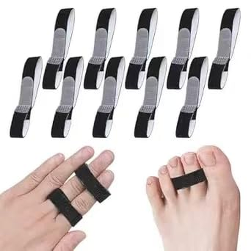 Finger Splint Rings Set - 10 PCS Finger Buddy Straps, Adjustable Buddy Tape for