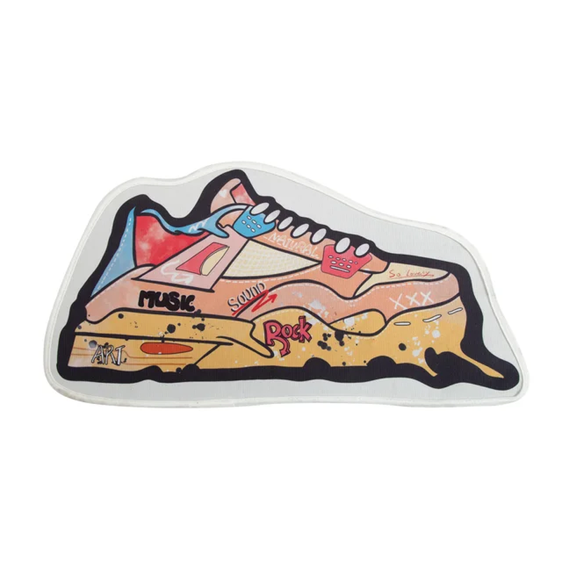 Yellow Basketball Shoes Shaped Area Rug Irregular Funky Sneakers Rug for Living