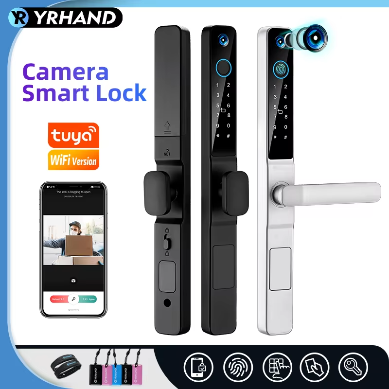 IP66 Keyless Cat's Eye Waterproof Peephole Outdoor Aluminum Sliding Door Lock Di