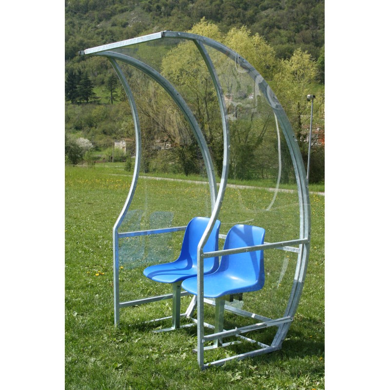 (04) PANCHINA ALLEN. E RISER. CALCIO MT 1 2 POSTI ACC. ZINC. COP. POLIC. TRASPAR