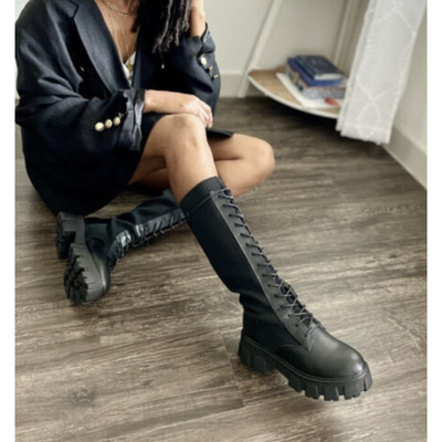 Black lace up sales sock boots