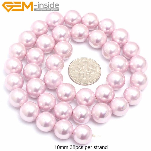 10mm Assorted Color South Sea Real Shell Round Pearls Beads Jewelry Making 15