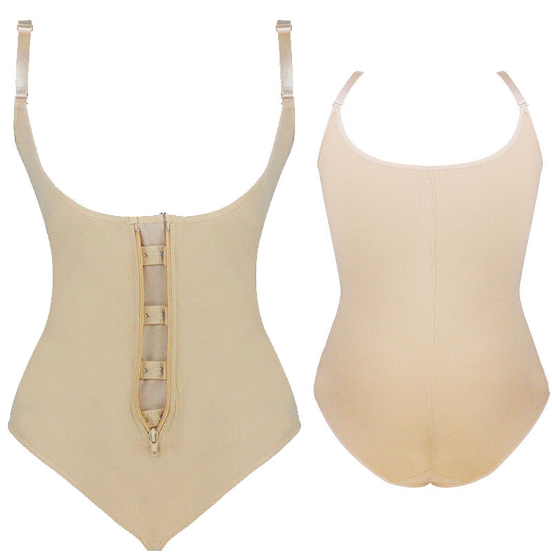 Women Zip Full Body Shaper Waist Trainer Cincher Underbust Bodysuit Shapewear