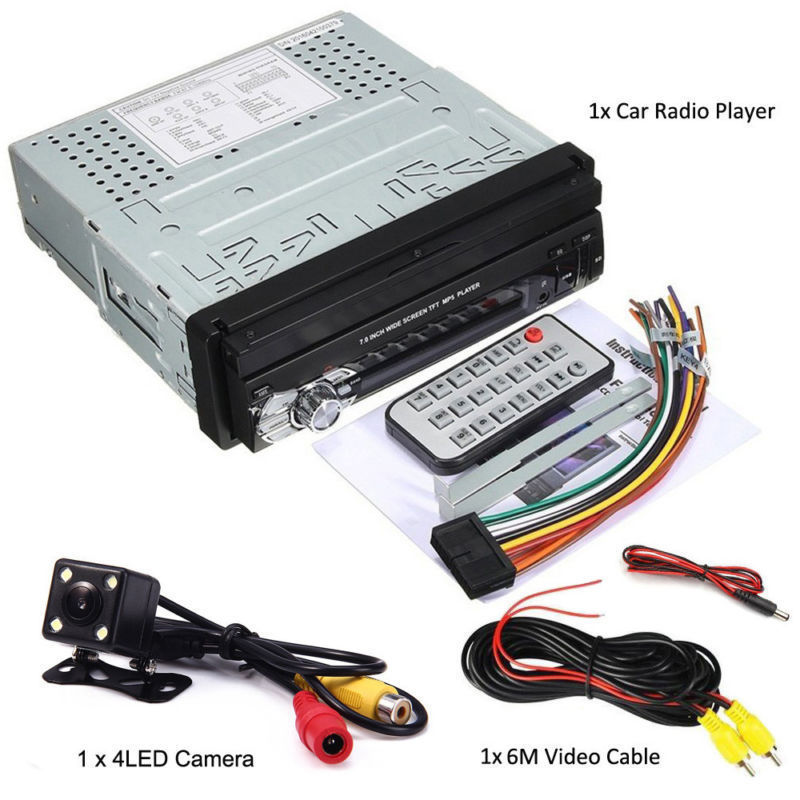 7" Car Stereo Radio Single 1 Din Flip Out Bluetooth Touch Screen MP5 +Camera