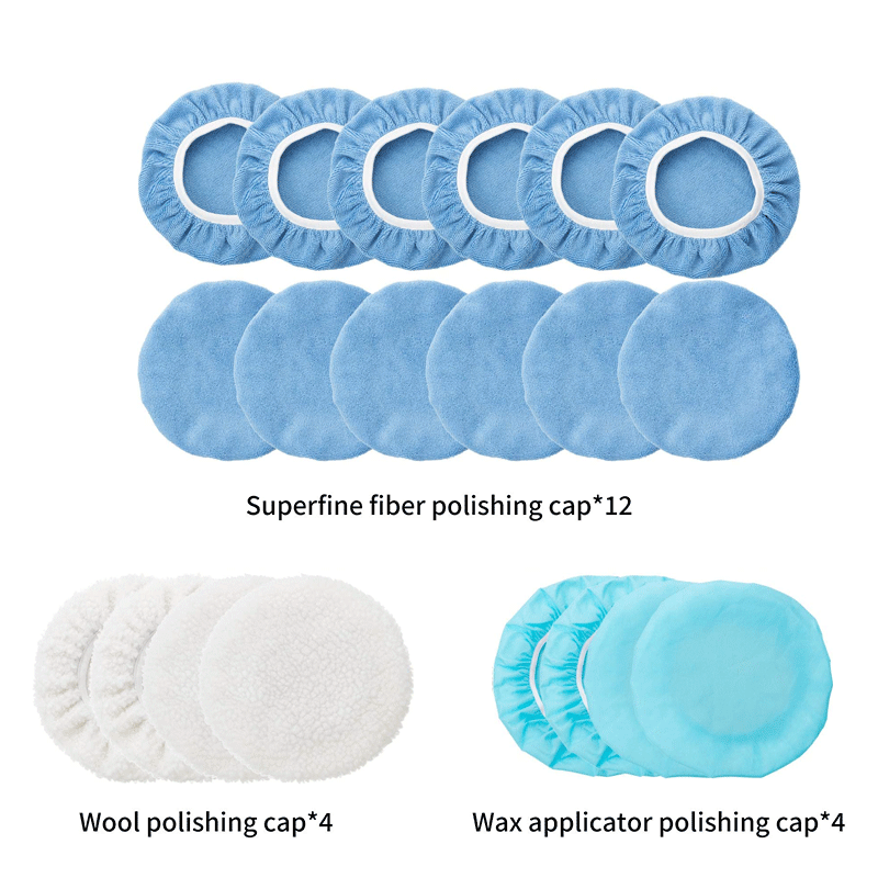 20pcs Polishing Bonnet Pads 5 to 6 Inches Buffer Bonnets Microfiber Car Polisher