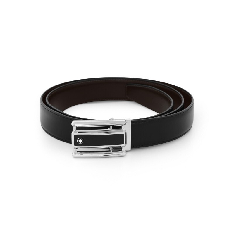 Pre-owned Montblanc Classic Line Genuine Leather Black & Brown Reversible Belt For Men