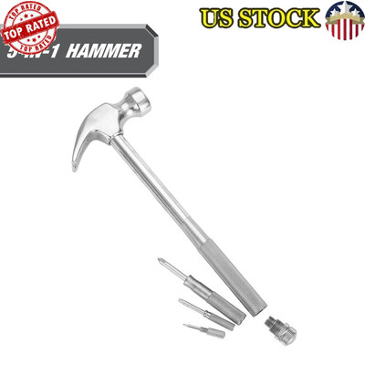 5-in-1 Hammer Screwdriver Set Chrome Plated Rust Resistant Home Repair Tool New
