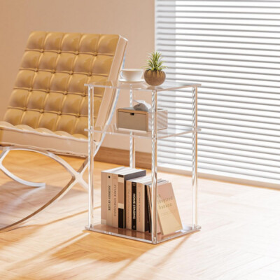3 Layers Acrylic Side Table Tabletop Nightstand/Bedside End Table Rectangular