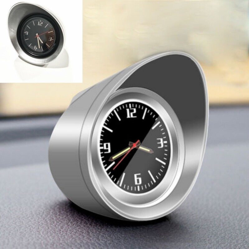 Silver Clock Luminous Pointer Round Display For Car/RV/Truck Interior Dash Mount
