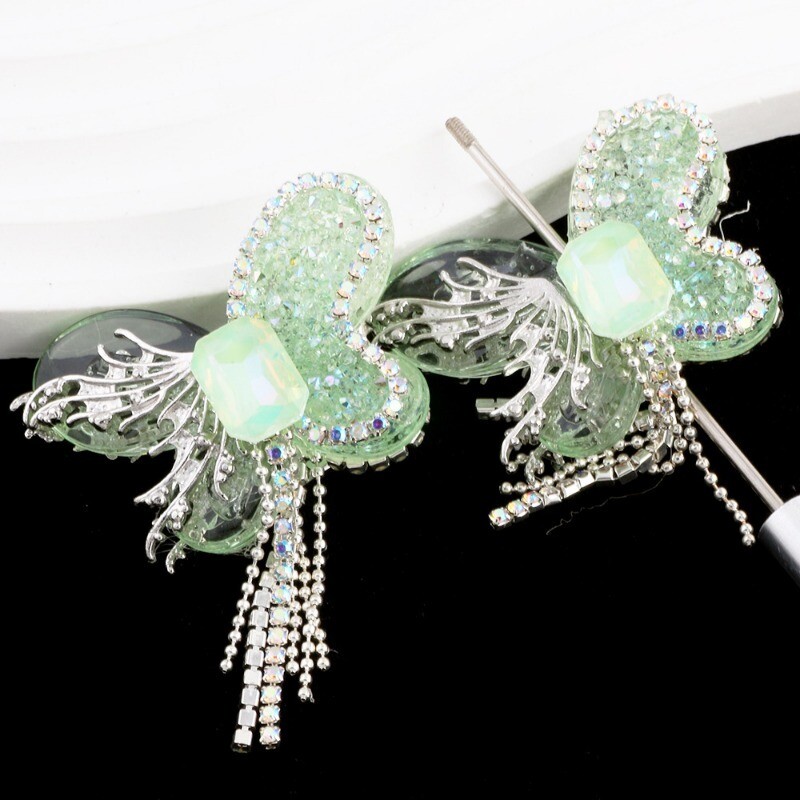 2x Acrylique Papillon Perles Strass Gland DIY Chaîne Pendentif Perles Accessoire