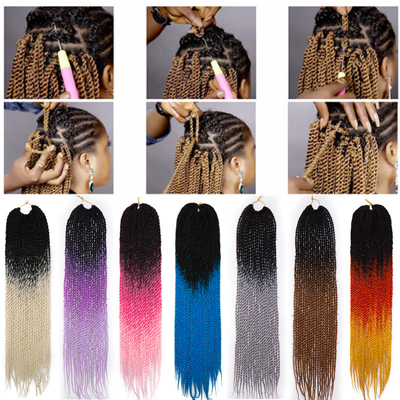 24 Inch Senegalese Twist Havana Braids Hair Extensions Afro Braiding Grey Ombre