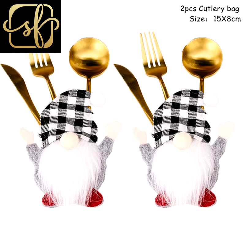 2Pcs Christmas Cutlery Holder Bags Knife Fork Pocket Cover Tableware Set Bag 2023 Christmas Decoration for Home 2024 Noel Xmas