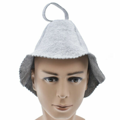 Wool Felt Sauna Hat Cap Gray Russian Bath House Head