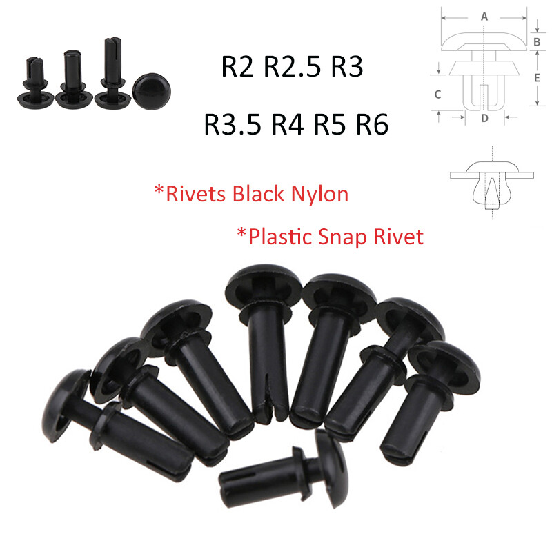 Befestigungsclips Spreiznieten 2mm 3mm 4mm 5mm 6mm Kunststoff Schnappnieten