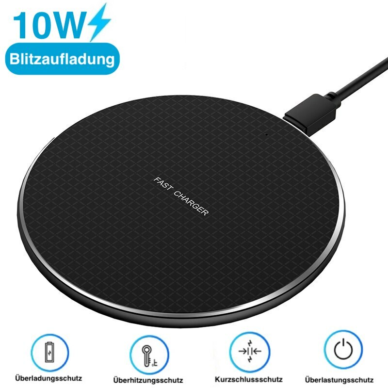 10W Wireless Charger Ladegerät Kabellos Ladestation QI für iPhone Samsung Huawei