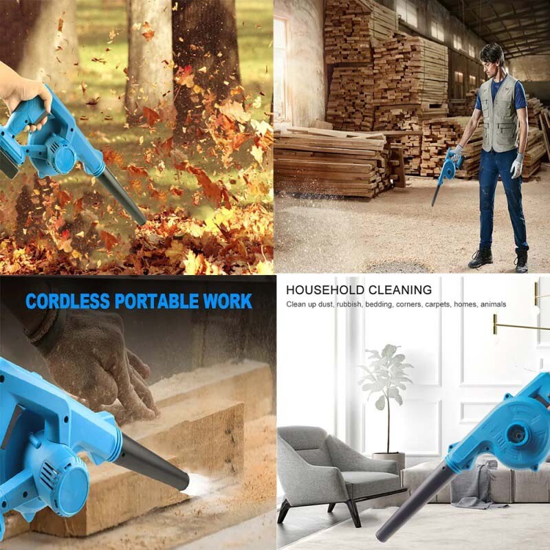 2 in1 Cordless Leaf Blower Air Vacuum Snow Dust Sweeper with Battery and Charger