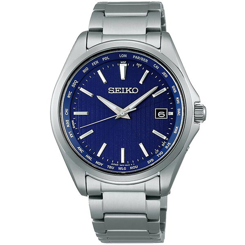 Pre-owned Seiko Selection Sbtm289 Blue Dial Titanium Solar Atomic Radio Men Watch Box