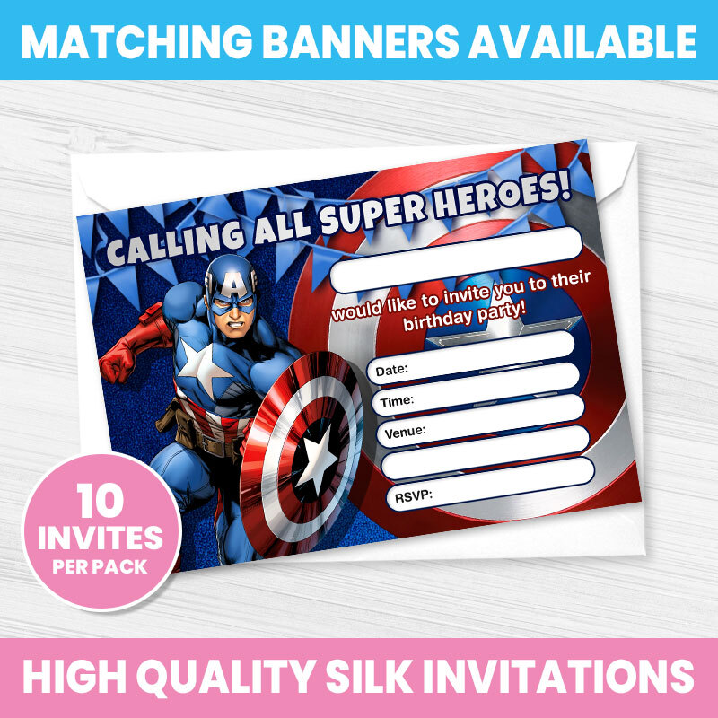CAPTAIN AMERICA PARTY INVITES SUPERHERO AVENGERS BIRTHDAY PARTY INVITATIONS