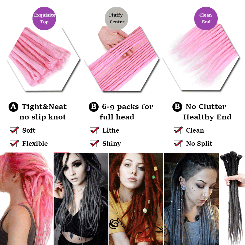 Full Head Crochet Dreads 100% Handmade Dreadlocks Thick Hair Extensions As Human