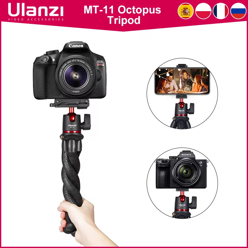 Flexible Octopus Tripod Smartphone DSLR SLR Vlog Tripod Travel Portable 2 in 1 T