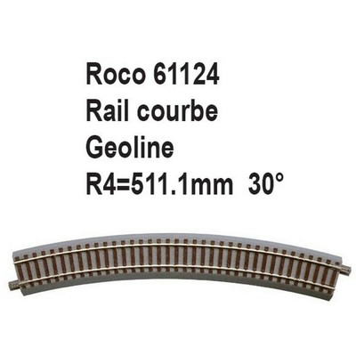 Rail courbe geoline R4 511.1mm 30 degrés-HO-1/87-ROCO