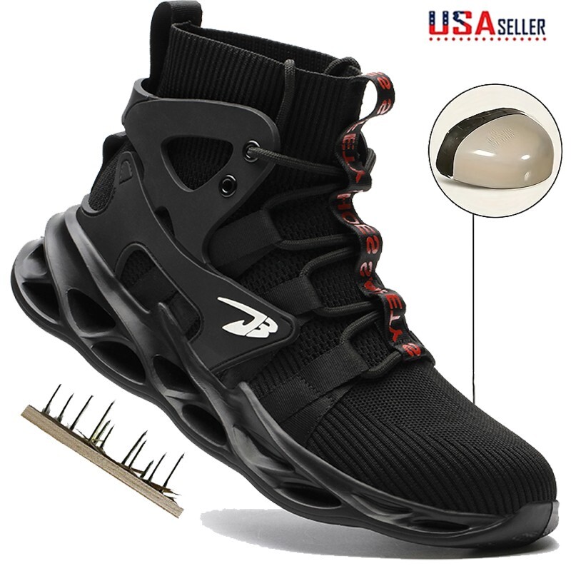 Mens Breathable Steel Toe Boots Hiking Safety Shoes Comfortable Protective