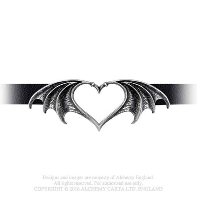 Nocte Amor Bat Wing Heart Choker Necklace by Alchemy Gothic