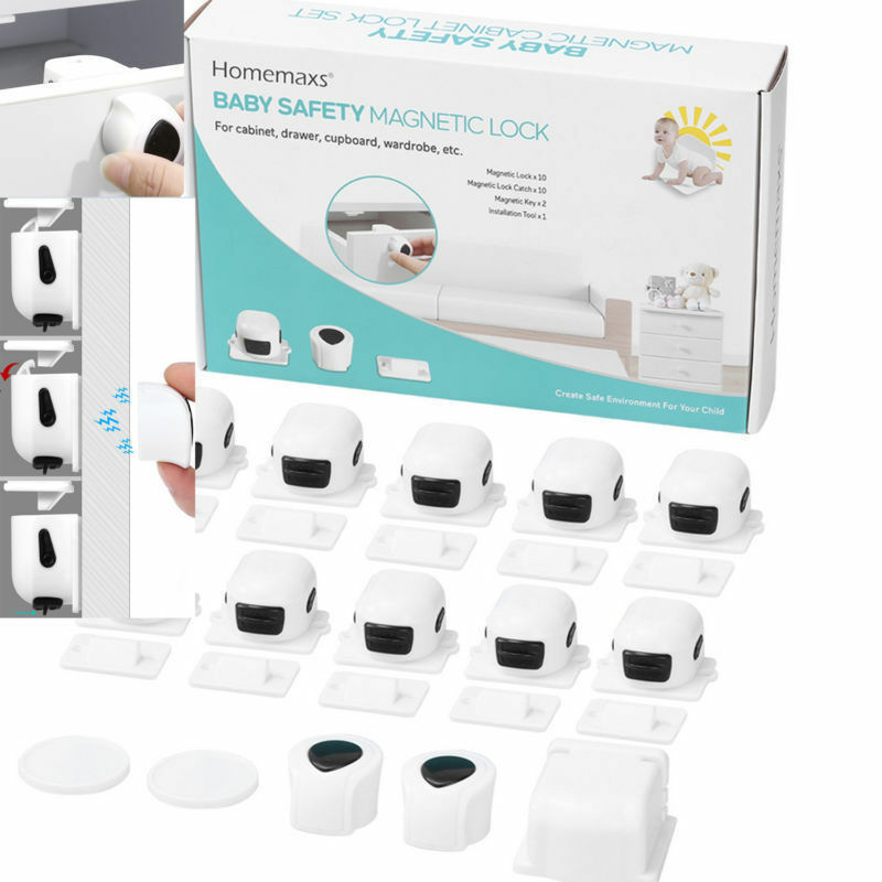 10x Magnetic Cabinet Drawer Cupboard Locks For Baby Kids Safety