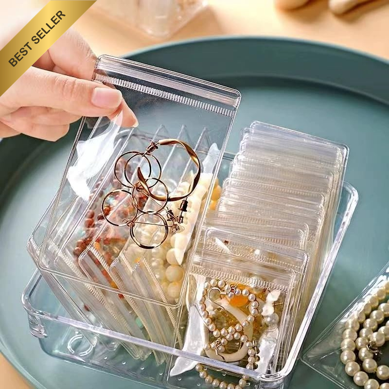 21 Pcs (3 Sizes) Jewellery Organiser Storage Pouches Clear Zip Lock Cover for Ri