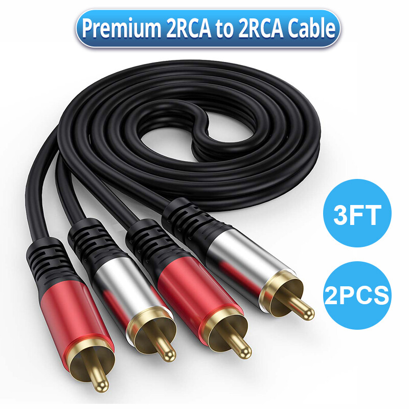 2X1 Gold Plated RCA Cable Male L/R Stereo Audio Plug 2RCA to 2RCA Cord 10FT 3FT
