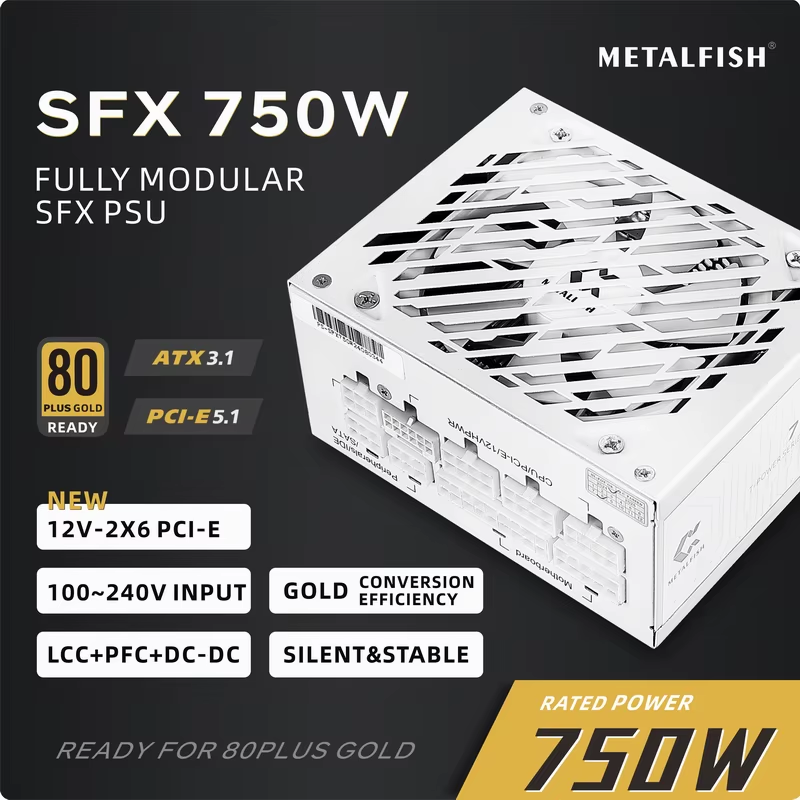 SFX-750W Full-Modular PC PSU Power Supply For Mini ITX/Micro ATX Support ATX3.1/