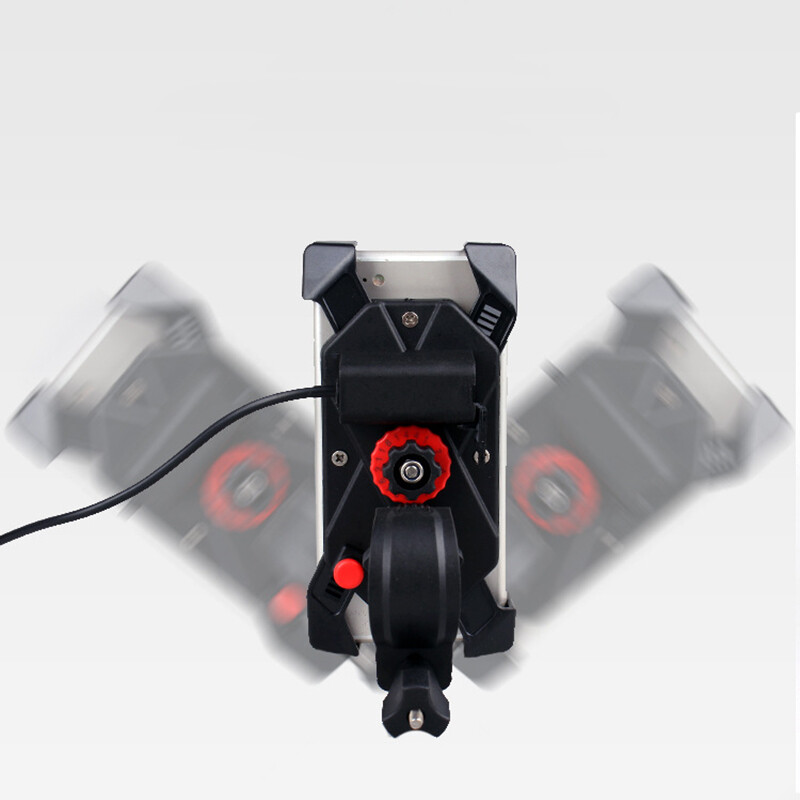 Motorcycle Handlebar Cell Phone Mount Holder with USB Charger For Smartphones US